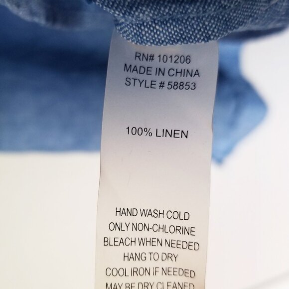 Soft Surroundings 100% Linen Lagenlook Chambray Blue Button Up Tunic Shirt 1X - Picture 8 of 16